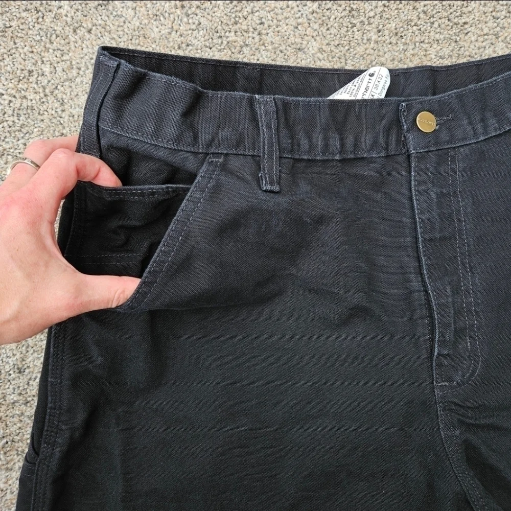 Carhartt Pants Dungaree Fit Cargo Work Pants Black B11 BLK Men's Size 38x32